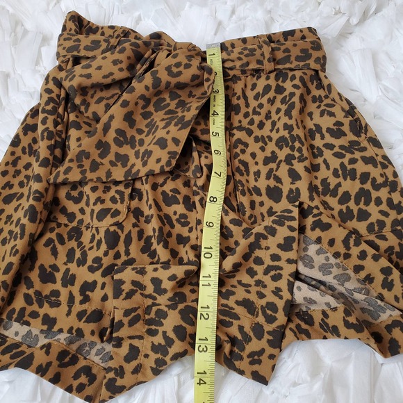 A NEW DAY | ANIMAL PRINT LEOPARD CINCHED WAIST DRESSY SHORT SHORTS WOMEN SIZE XS - Picture 14 of 17